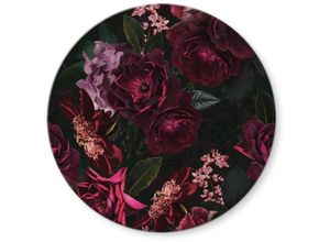 4063129248384 - K&l Wall Art - bedrucktes Sicherheitsglas Wandbild Rund Glasbild un Designs Blumen Fleur de Paris ø 70cm - pink