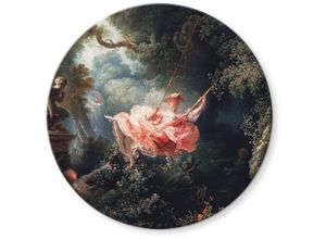 4063129249855 - Bedrucktes Sicherheitsglas Wandbild Rund Glasbild Fragonard Kunst Ölbild Die Schaukel ø 70cm - grün