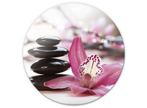 4063129250813 - K&l Wall Art - bedrucktes Sicherheitsglas Wandbild Rund Glasbild Wellness Feng Shui Deko Orchidee ø 50cm - pink