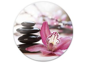 4063129250820 - K&l Wall Art - bedrucktes Sicherheitsglas Wandbild Rund Glasbild Wellness Feng Shui Deko Orchidee ø 70cm - pink