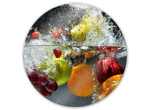 4063129250882 - K&l Wall Art - bedrucktes Sicherheitsglas Wandbild Rund Glasbild Erfrischendes Obst Früchte Küche ø 50cm - bunt