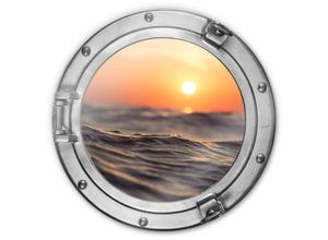 4063129251285 - K&l Wall Art - bedrucktes Sicherheitsglas Wandbild Rund Glasbild Bullauge Meer Sonnenuntergang ø 70cm - orange