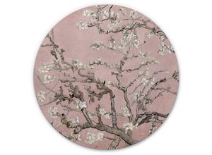 4063129256051 - K&l Wall Art - Alu-Dibond-Poster Rund Metalloptik Wandbild Mandelblüte Chinoiserie Rosé Kunstdruck van Gogh ø 30cm - rosa