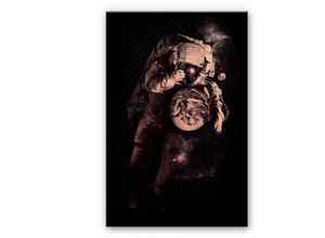 4063129257881 - K&l Wall Art - Alu-Dibond-Poster Astronaut Planet Erde Kupfer Metalloptik Wandbild Weltall nasa Nicebleed 75x120cm - schwarz