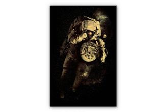 4063129258086 - K&l Wall Art - Alu-Dibond-Poster Astronaut Planet Erde Gold Metalloptik Wandbild Weltall nasa Nicebleed 40x60cm - schwarz