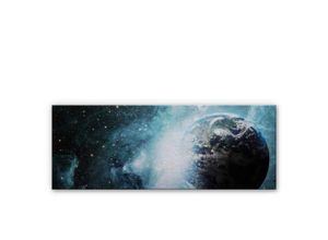 4063129258246 - Alu-Dibond-Poster Planet Erde Metalloptik Weltraum Wandbild Universum Sterne Galaxie nasa 80x30cm - silber