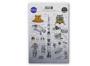 4063129258390 - Retro Alu-Dibond-Poster Silber Metalloptik Deko Apollo Mondlandung NASA Astronaut Sparshott 40x60cm - silber