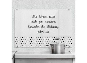 4063129262069 - K&l Wall Art - esg Glasbild Spritzschutz Küche Schriftzug gut aussehen Shabby Chic lustiger Spruch 80x60cm - schwarz