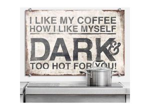 4063129262113 - K&l Wall Art - esg Glasbild Spritzschutz Küchenrückwand lustiger Spruch Dark Coffee like myself 60x40cm - braun