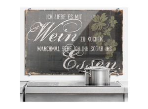 4063129262229 - K&l Wall Art - Glas Spritzschutz Herd Küchenrückwand Vintage Wein Kochen lustiger Spruch 100x70cm - schwarz