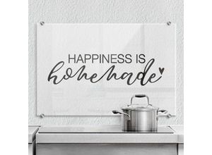 4063129262335 - K&l Wall Art - Glas Spritzschutz Herd Küchenrückwand Transparent Happiness is homemade 80x60cm - schwarz