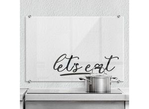 4063129262410 - K&l Wall Art - Glas Spritzschutz Herd Küchenrückwand Schriftzug Transparent Lets eat 80x60cm - schwarz