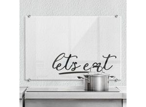 4063129262427 - K&l Wall Art - Glas Spritzschutz Herd Küchenrückwand Schriftzug Transparent Lets eat 60x40cm - schwarz