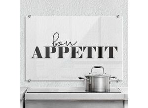 4063129262441 - K&l Wall Art - Glas Spritzschutz Herd Küchenrückwand Transparent Schriftzug Bon Appetit 60x40cm - schwarz