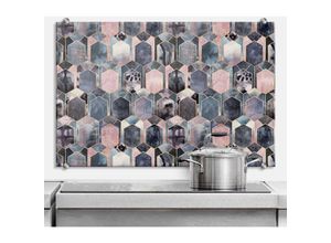 4063129262557 - K&l Wall Art - Glas Spritzschutz inkl Montagematerial Küchenrückwand Geometrisch Rosa Blau 60x40cm - grau