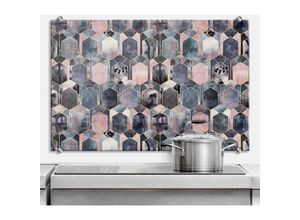 4063129262564 - K&l Wall Art - Glas Spritzschutz inkl Montagematerial Küchenrückwand Geometrisch Rosa Blau 100x70cm - grau