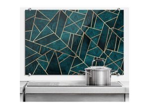 4063129262670 - K&l Wall Art - Glas Spritzschutz inkl Montagematerial Küchenrückwand Blau Grün Edelstein Dschungel 100x70cm - Grün