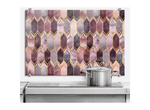 4063129262731 - Glas Spritzschutz inkl Montagematerial Küchenrückwand Glasmalerei Optik Rosé Gold 80x60cm - lila