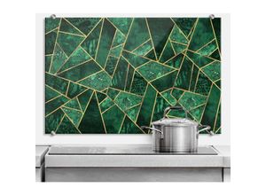 4063129262915 - K&l Wall Art - Glas Spritzschutz inkl Montagematerial Küchenrückwand Grün Gold Smaragd Abstrakt 100x70cm - grün