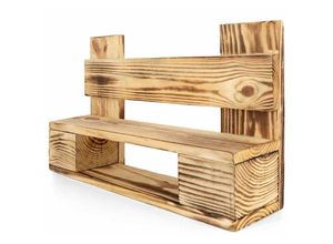 4063129273065 - K&l Wall Art - Palettenmöbel Küche Gewürzregal Vintage Paletten Schweberegal Kiefernholz Küchenregal massiv Holz geflammt 60x35cm - Braun