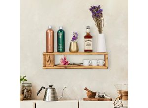 4063129273119 - K&l Wall Art - Palettenmöbel Gewürzregal Vintage Paletten Hängeregal aus Kiefernholz massiv Holzregal geflammt 60x15cm naturbelassen - Braun