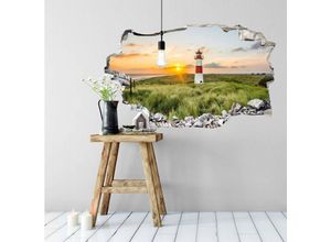 4063129277476 - K&l Wall Art - 3D Wandtattoo Aufkleber Wellness Affirmationen Wandsticker Leuchtturm auf Sylt Mauerdurchbruch selbstklebend 40x24cm - bunt