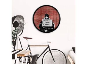 4063129277995 - Rundes Poster Wandbild Graffiti Straßenkunst Vintage Street Art Banksy Keep the Coins ø 50cm - rot