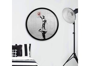 4063129278312 - K&l Wall Art - Rundes Poster Wandbild Graffiti Straßenkunst Vintage Street Art Banksy Graffiti is a crime ø 70cm - schwarz