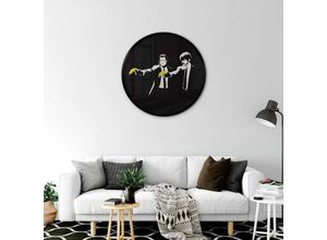 4063129278978 - K&l Wall Art - Rundes Poster Wandbild Graffiti Straßenkunst Vintage Street Art Banksy Pulp Fiction ø 30cm - schwarz