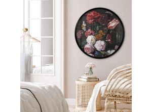 4063129281442 - K&l Wall Art - Rundes Poster Wandbild Barock Kunstdruck Büro Heem Stillleben Blumen in Glasvase ø 30cm - schwarz 4063129281442 - K&l Wall Art - Rundes Poster Wandbild Barock Kunstdruck Büro Heem Stillleben Blumen in Glasvase ø 30cm - schwarz