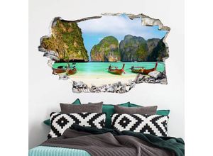 4063129281527 - K&l Wall Art - 3D Wandtattoo Aufkleber Badezimmer Wellness Strand Urlaub Südseebucht Mauerdurchbruch selbstklebend 80x49cm - bunt