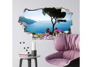 4063129284313 - 3D Wandtattoo Aufkleber Natur Fotografie Wandsticker Blick auf die Amalfiküste Mauerdurchbruch selbstklebend 100x61cm - bunt