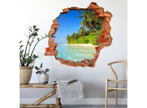 4063129288489 - K&l Wall Art - 3D Wandtattoo Aufkleber Colombo Strand Urlaub Affirmationen Malediven Mauerdurchbruch selbstklebend 60x57cm - blau