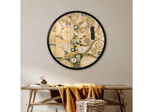 4063129291045 - K&l Wall Art - Rundes Poster Wandbild abstrakt Kunstdruck Klimt Baum des Lebens Gold Lebensbaum ø 30cm - gelb