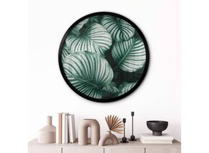 4063129291243 - K&l Wall Art - Rundes Poster Wandbild Küche Dschungel Botanik Grün Urban Jungle Calathea Orbifolia ø 50cm - grün