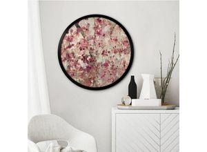 4063129292868 - K&l Wall Art - Rundes Poster Retro Wandbild Küche getrcknete Blumen Kunstdruck Vintage Blütenmuster ø 30cm - rosa