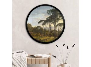 4063129293988 - K&l Wall Art - Rundes Poster Wandbild Kunstdruck Voogd Italienische Landschaft mit Schirmkiefern ø 50cm - grün