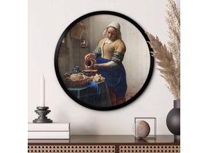 4063129294527 - Rundes Poster Wandbild Küche Vintage Kunstdruck Vermeer Das Mädchen mit dem Milchkrug ø 50cm - beige