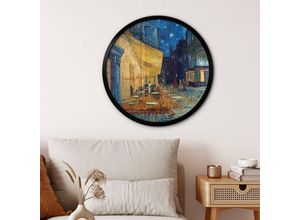 4063129294640 - K&l Wall Art - Rundes Poster Wandbild Küche Vintage Kunstdruck Ölbild van Gogh Café Terrasse am Abend ø 50cm - blau