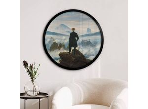 4063129295197 - K&l Wall Art - Rundes Poster Wandbild Kunstdruck Friedrich Der kleine Prinz Wanderer über Nebelmeer ø 30cm - blau