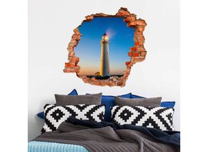 4063129296538 - K&l Wall Art - 3D Wandtattoo Aufkleber Leuchtturm Sterne Nachthimmel an der Küste Lighthouse Mauerdurchbruch selbstklebend 60x57cm - bunt