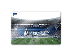 4063129297283 - Hertha Bsc - Glasbild modern Fußball Verein Spielstart im Stadion 60x40cm Glas Wandposter - bunt