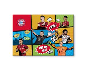4063129297542 - Fc Bayern München - Glasbild modern Fußball Verein Pop Art Comic 60x40cm Glas Wandposter - bunt