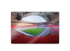 4063129297580 - Fc Bayern München - Glasbild modern Fußball Verein fcb Stadion Bayern München Mia san mia 80x60cm Glas Wandposter - bunt