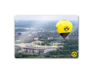 4063129297603 - Glasbild modern Fußball Wandbild Verein Heißluftballon 100x70cm Glas Wandposter - bunt