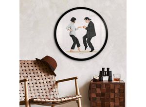 4063129298273 - K&l Wall Art - Rundes Poster Wandbild Küche Retro Kunstdruck Pop Art Tohmé Pulp Fiction Kultszene ø 30cm - schwarz