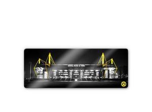 4063129298600 - Borussia Dortmund - Glasbild Wohnzimmer Fußball Verein bvb Signal Iduna Park bei Nacht 100x40cm Glas Wandposter - schwarz