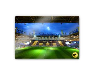 4063129298679 - Borussia Dortmund - Glasbild Fußball Verein bvb Signal Iduna Park 100x70cm Glas Wandposter Büro - braun