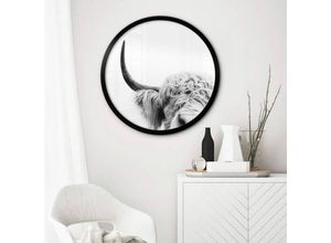 4063129299140 - K&l Wall Art - Rundes Poster Wandbild Kinderzimmer Vintage Deko Sisi&Seb Safari Tiere Stier Bulle ø 30cm - schwarz