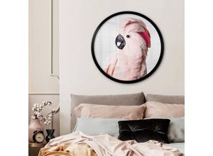 4063129299577 - K&l Wall Art - Rundes Poster Wandbild Kinderzimmer Boho Deko Sisi&Seb Dschungel Vogel Rosa Kakadu ø 30cm - rosa